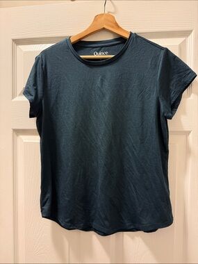 Quince Women's Short Sleeve Crewneck Tee in Teal Blue